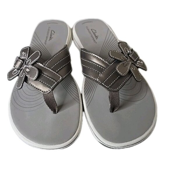 Clarks Shoes - Clarks NWOB Women's 8 M Cloudsteppers Brinkley Flora Sandals Pewter NEW